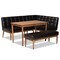 Baxton Studio Sanford Mid-Century Dark Brown Faux Leather and Walnut Brown Finished Wood 4-PC Dining Nook Set 184-11343-11345-9305-Zoro - alternate 1